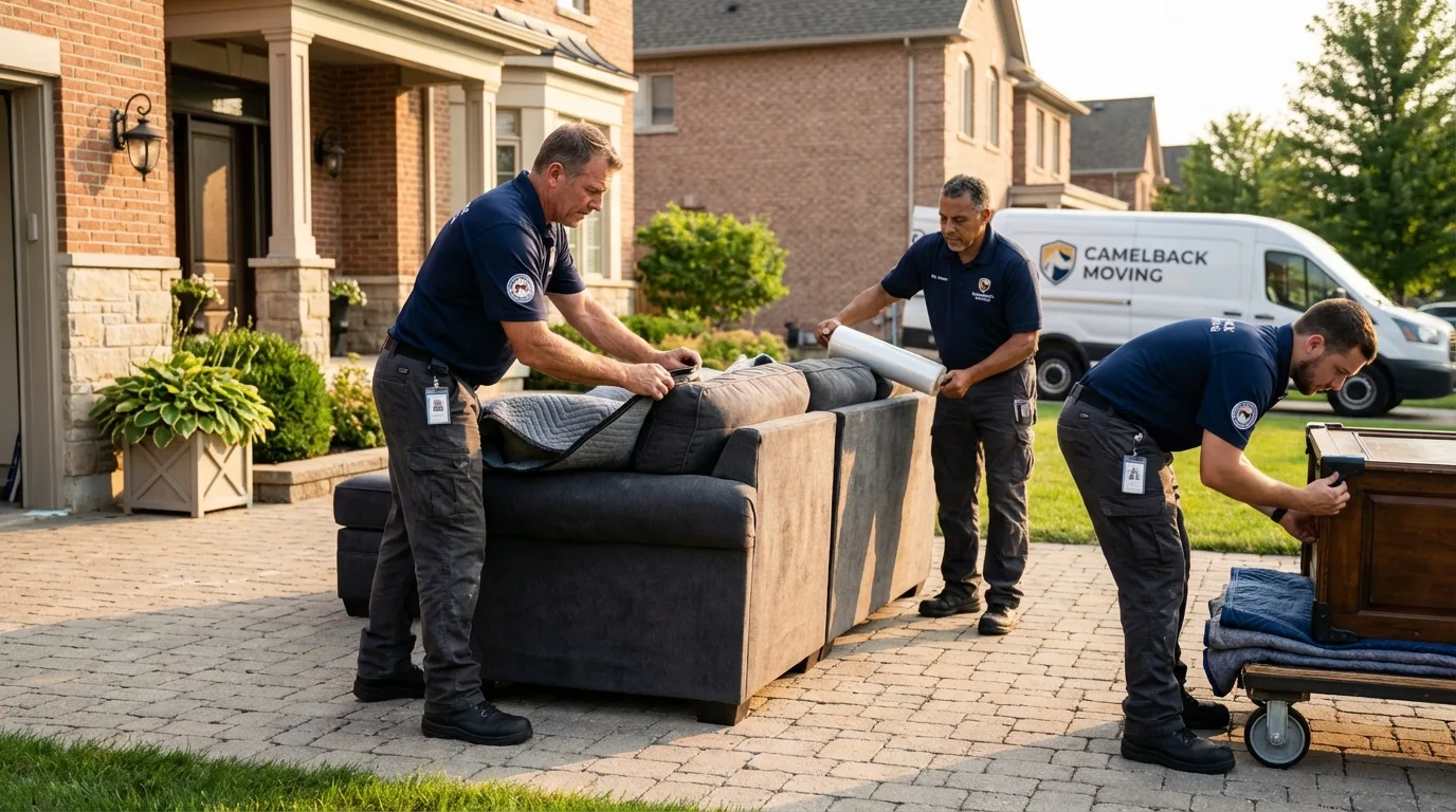 Large estate moving crew wrapping furniture in Republic, PA